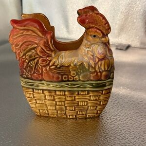 Vintage Colorful Rooster Ceramic Napkin Holder